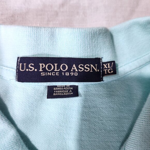 U.S. Polo Assn. Polo Shirt Top Men's xl Turquoise with Blue Logo Short Sleeve - Picture 6 of 8